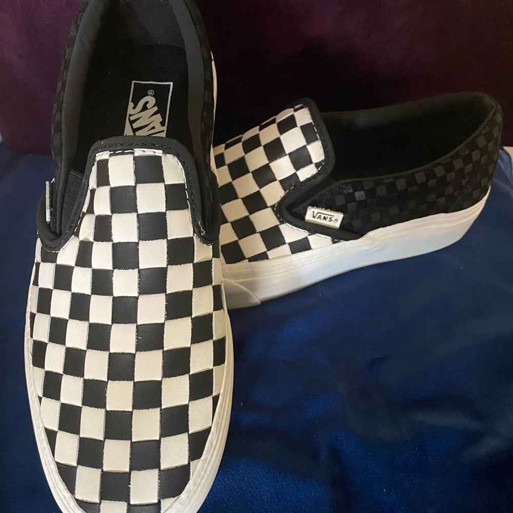 COPY - NEW women's Vans Black White Checkered Weave Slip On Sneaker M 8.5 W 10